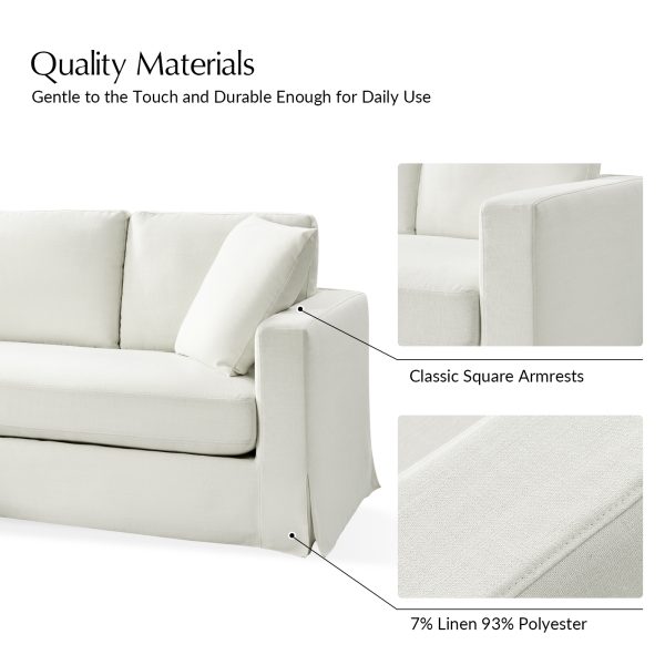 Jacindo Farmhouse Linen Blend Reversible Chaise Slipcovered Sectional 2