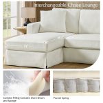 Jacindo Farmhouse Linen Blend Reversible Chaise Slipcovered Sectional