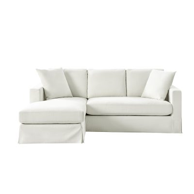 Jacindo Farmhouse Linen Blend Reversible Chaise Slipcovered Sectional