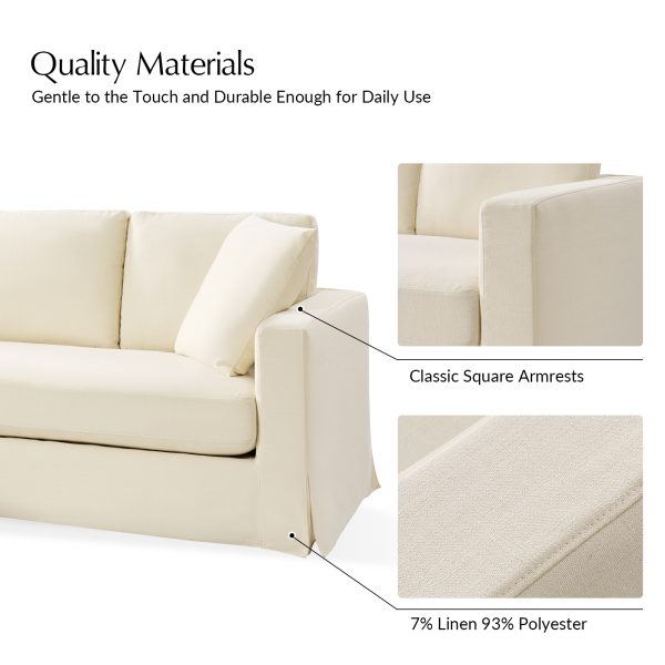 Jacindo Linen Reversible Chaise Farmhouse Slipcovered Sectional Sofa 2