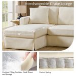 Jacindo Linen Reversible Chaise Farmhouse Slipcovered Sectional Sofa