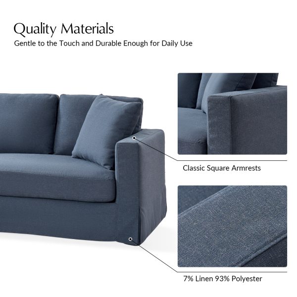 Jacindo Navy Farmhouse Reversible Chaise Slipcovered Sectional 2