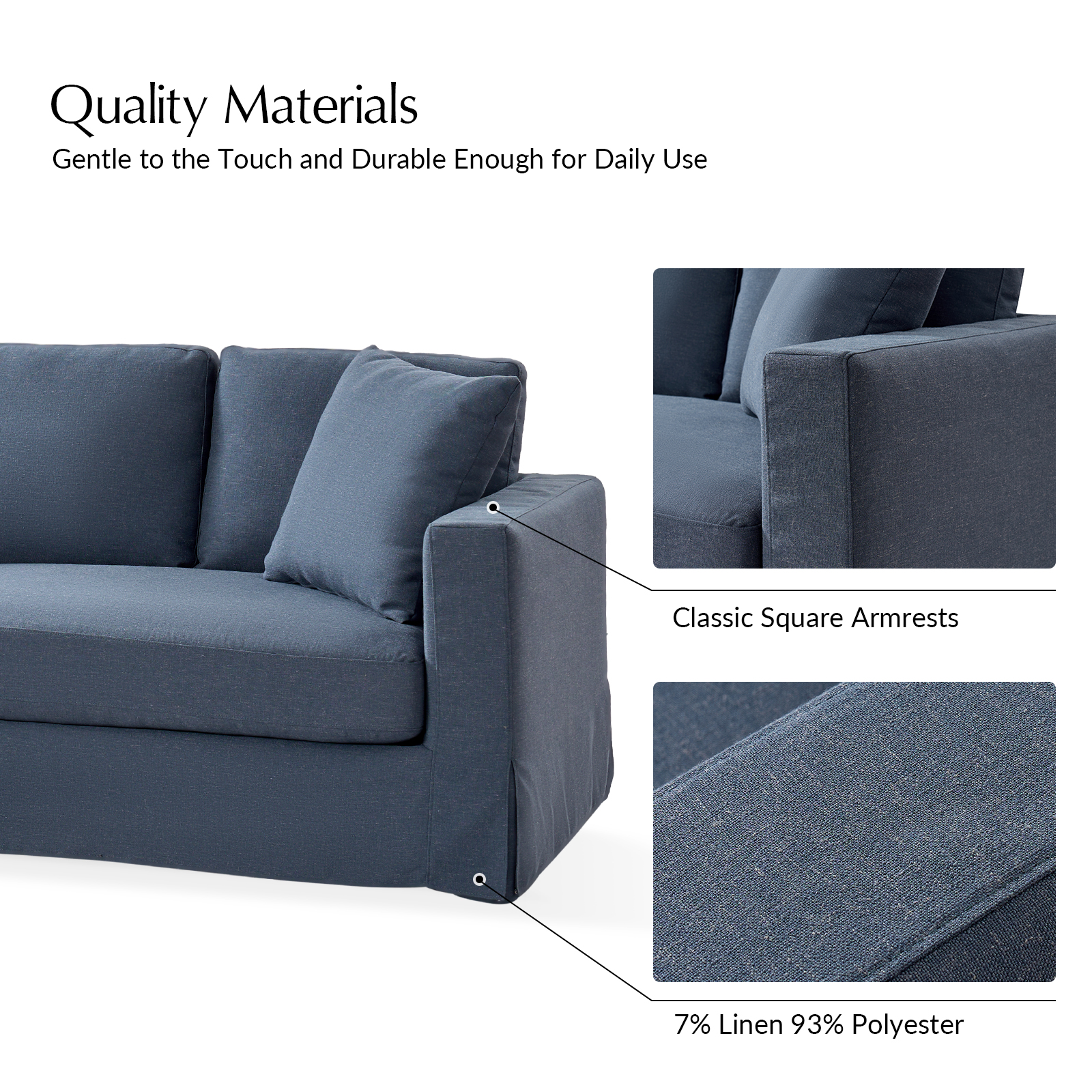 Jacindo Navy Farmhouse Reversible Chaise Slipcovered Sectional 3 Jacindo Navy Farmhouse Reversible Chaise Slipcovered Sectional - Image 3