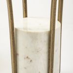 Jacinta II 21" Round Glass Top Metal and Marble Pedestal End/Side Table