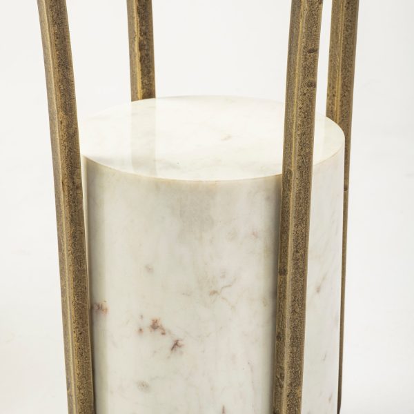 Jacinta II 21 Round Glass Top Metal and Marble Pedestal EndSide Table 3