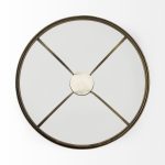 Jacinta II 21" Round Glass Top Metal and Marble Pedestal End/Side Table