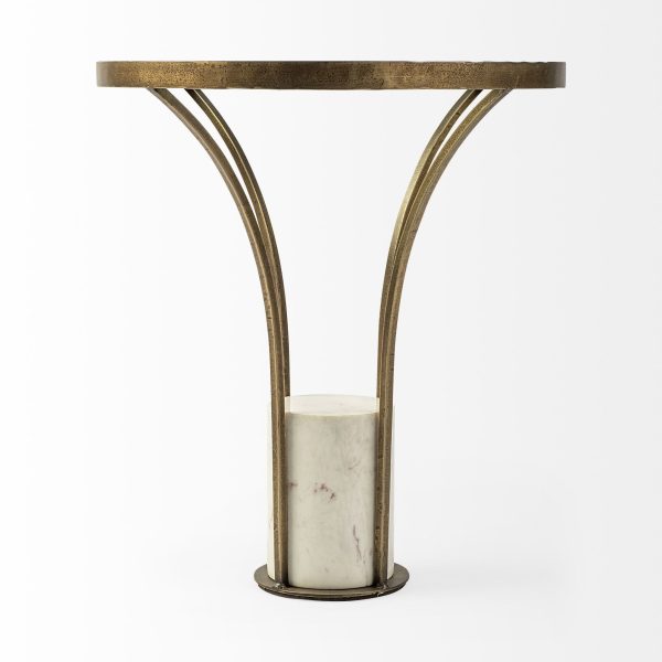 Jacinta II 21 Round Glass Top Metal and Marble Pedestal EndSide Table 6