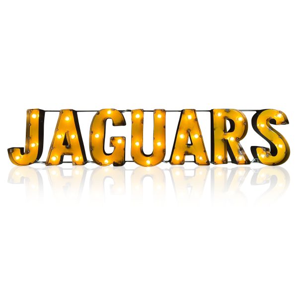 Jacksonville Jaguars Recycled Metal Lighted Wordmark Logo Sign 1