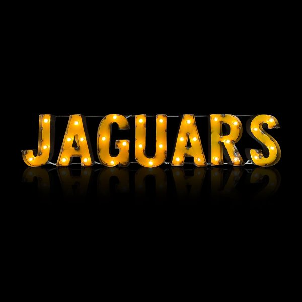 Jacksonville Jaguars Recycled Metal Lighted Wordmark Logo Sign 2
