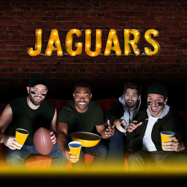 Jacksonville Jaguars Recycled Metal Lighted Wordmark Logo Sign 3