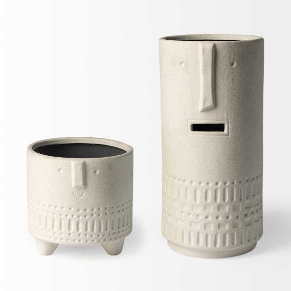 Jacob I Short White Ceramic Smiling Face Vase 5