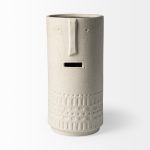 Jacob II Tall White Ceramic Smiling Face Vase
