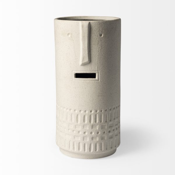 Jacob II Tall White Ceramic Smiling Face Vase 4