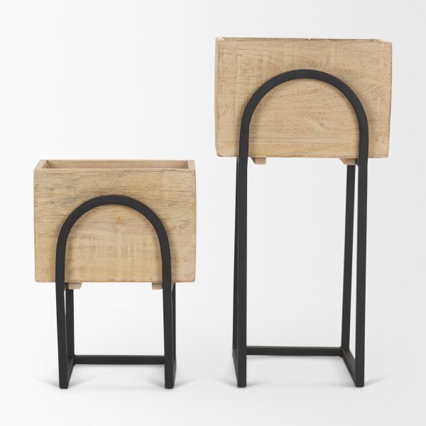 Jadine Set of 2 Beige Wood w Black Metal Arch Frames 1