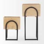 Jadine Set of 2 Beige Wood w/ Black Metal Arch Frames