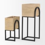Jadine Set of 2 Beige Wood w/ Black Metal Arch Frames
