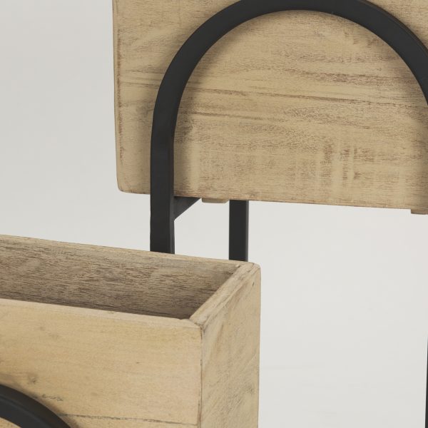 Jadine Set of 2 Beige Wood w Black Metal Arch Frames 7