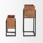 Jadine Set of 2 Medium Brown Wood w/ Black Metal Rectangle Frames