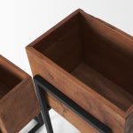Jadine Set of 2 Medium Brown Wood w/ Black Metal Rectangle Frames