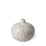 Jadiza II Medium White Glaze Floral Pattern Vase