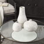Jadiza II Medium White Glaze Floral Pattern Vase