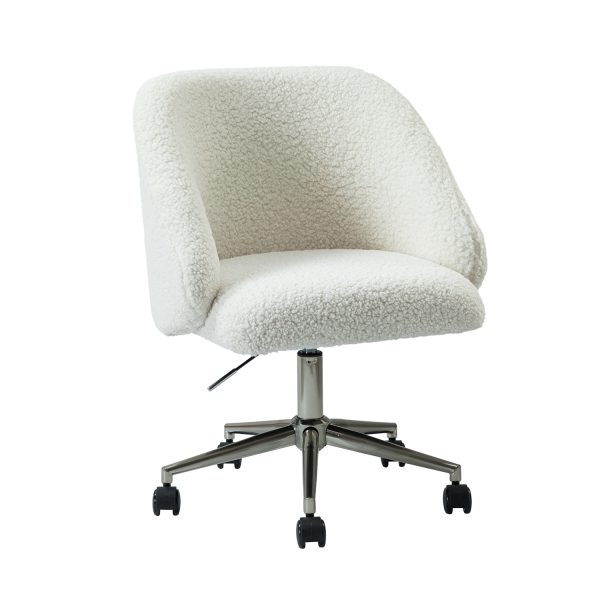 Jahwe Ivory Sherpa Golden Frame Ergonomic Swivel Task Chair 1