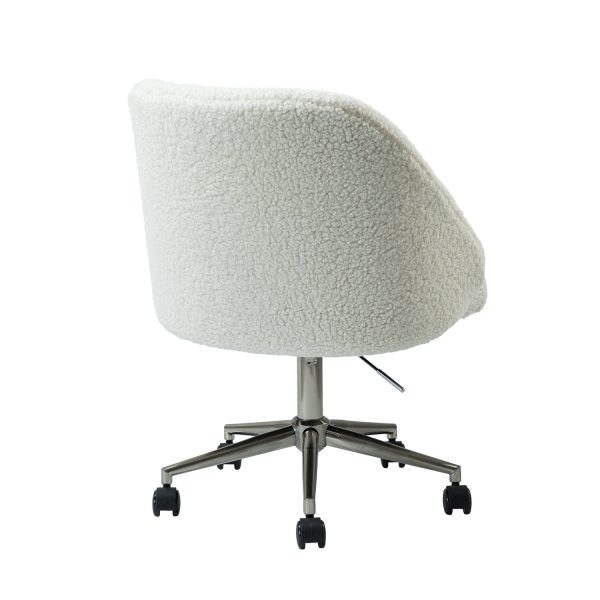 Jahwe Ivory Sherpa Golden Frame Ergonomic Swivel Task Chair 2