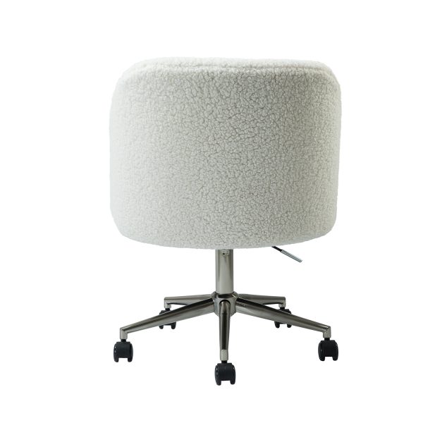 Jahwe Ivory Sherpa Golden Frame Ergonomic Swivel Task Chair 3