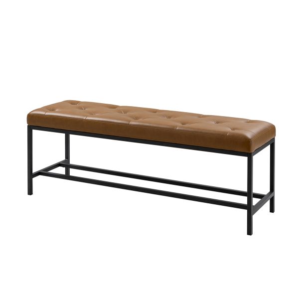 Jakob Camel Vegan Leather Button Tufted Storage Bench 1