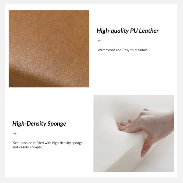Jakob Camel Vegan Leather Button Tufted Storage Bench 2