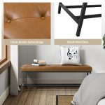 Jakob Camel Vegan Leather Button-Tufted Storage Bench 9 Jakob Camel Vegan Leather Button-Tufted Storage Bench
