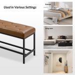 Jakob Camel Vegan Leather Button-Tufted Storage Bench 10 Jakob Camel Vegan Leather Button-Tufted Storage Bench