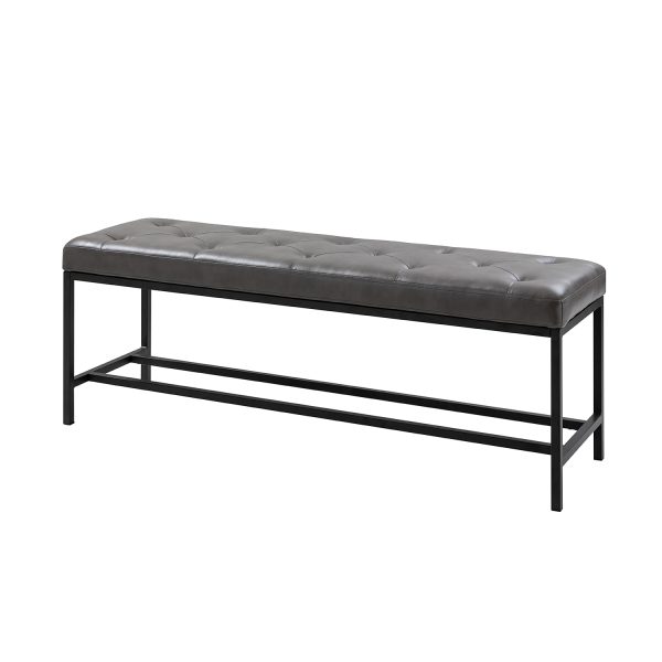 Jakob Grey Vegan Leather Button Tufted Storage Bench 1