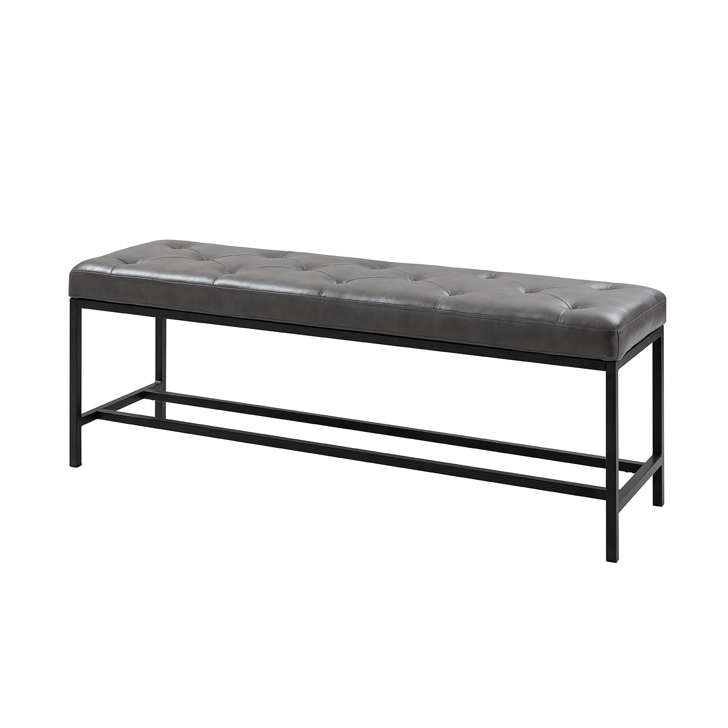 Jakob Grey Vegan Leather Button Tufted Storage Bench 2 Jakob Grey Vegan Leather Button Tufted Storage Bench - Image 2