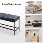 Jakob Navy Vegan Leather Button-Tufted Storage Bench 10 Jakob Navy Vegan Leather Button-Tufted Storage Bench