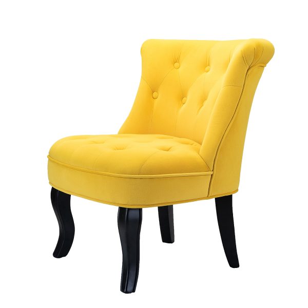Jane Yellow Velvet Tufted Briarwood Accent Chair