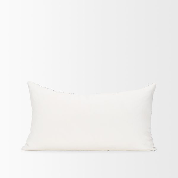 Janelle Cream w Indigo Print Linen Lumbar Decorative Pillow Cover 4
