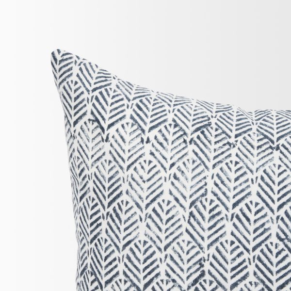Janelle Cream w Indigo Print Linen Lumbar Decorative Pillow Cover 5