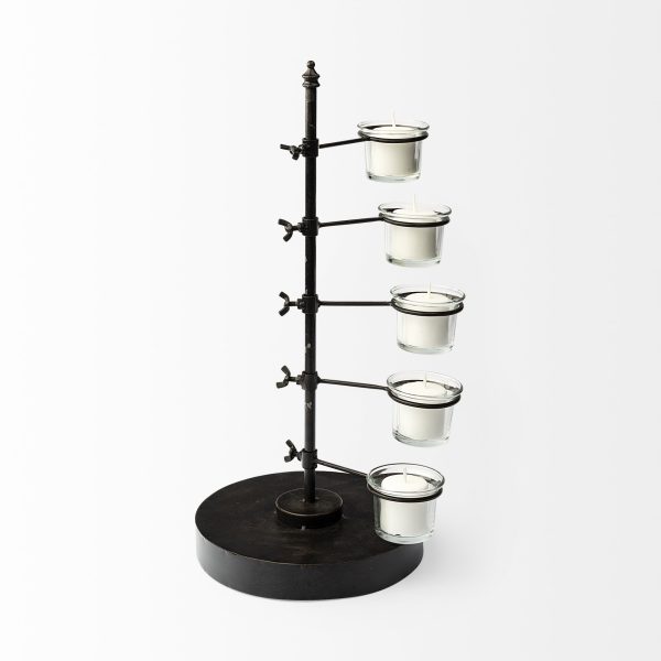 Jaran Black Metal Five Armed Tealight Table Candle Holder 1