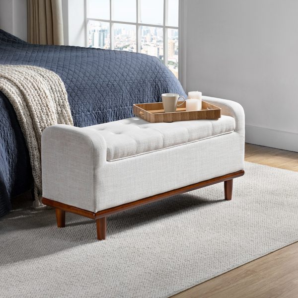 Jason Ivory Tufted Storage Bench