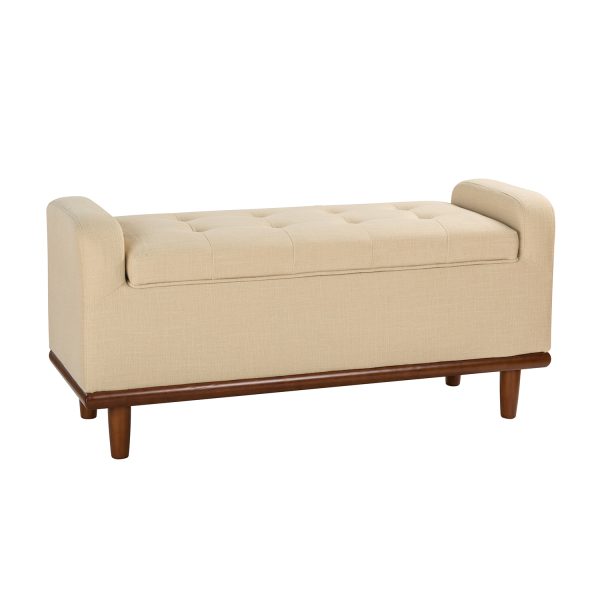 Jason Ivory Tufted Upholstered Flip Top Storage Bench 1