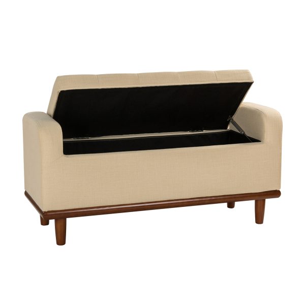 Jason Ivory Tufted Upholstered Flip Top Storage Bench 2