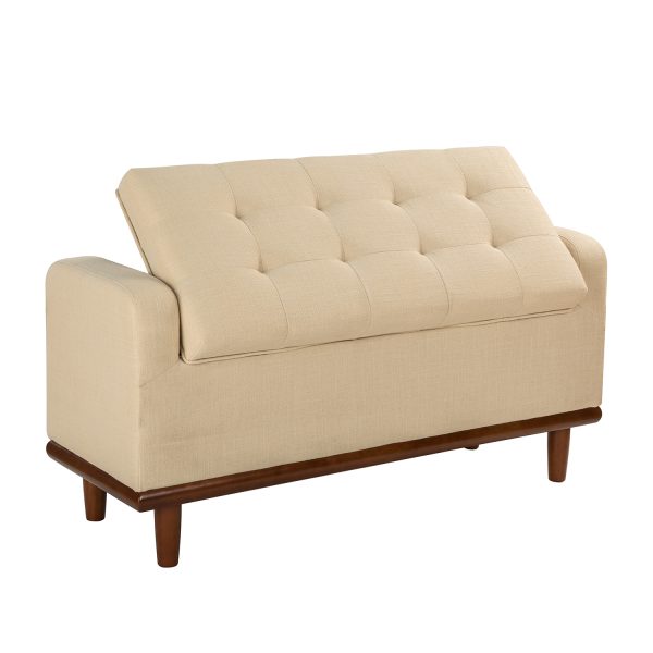 Jason Ivory Tufted Upholstered Flip Top Storage Bench 4