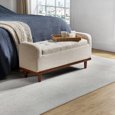 Jason Ivory Tufted Upholstered Flip Top Storage Bench