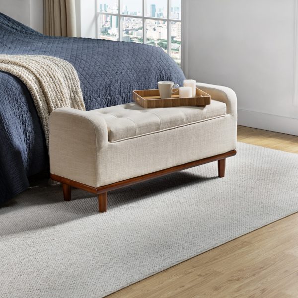 Jason Ivory Tufted Upholstered Flip Top Storage Bench