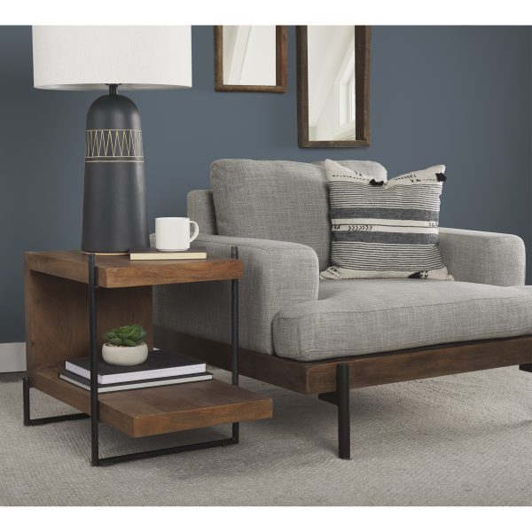 Javier 18.0L x 18.0W x 30.75H Black Base WCream Fabric Shade Table Lamp 1