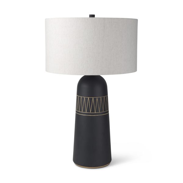 Javier 18.0L x 18.0W x 30.75H Black Base WCream Fabric Shade Table Lamp