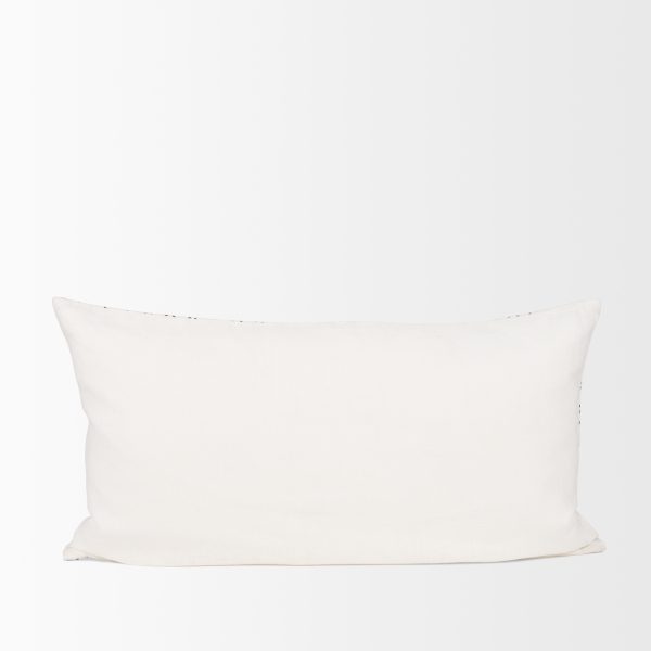 Jayden Cream w Black Print Linen Lumbar Decorative Pillow Cover 4