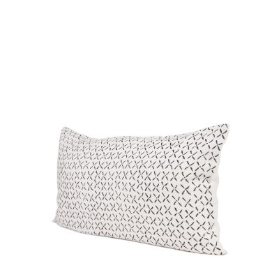 Jayden Cream w/ Black Print Linen Lumbar Decorative Pillow Cover