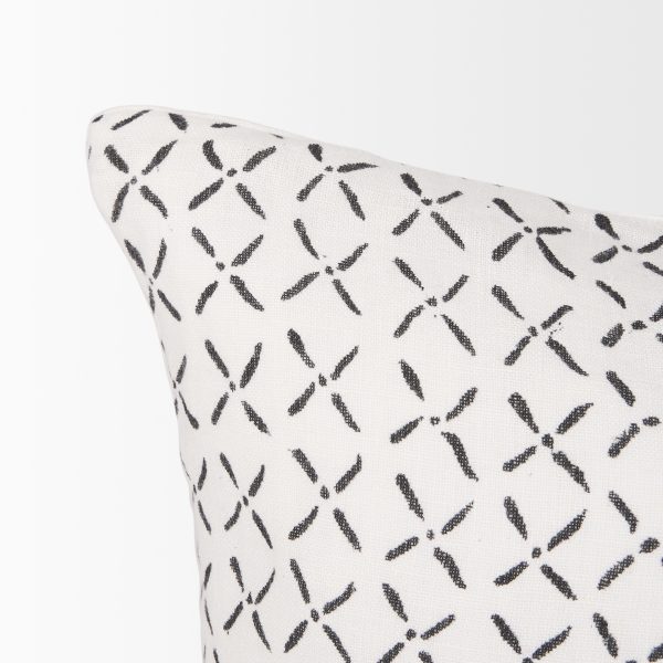 Jayden Cream w Black Print Linen Lumbar Decorative Pillow Cover 5
